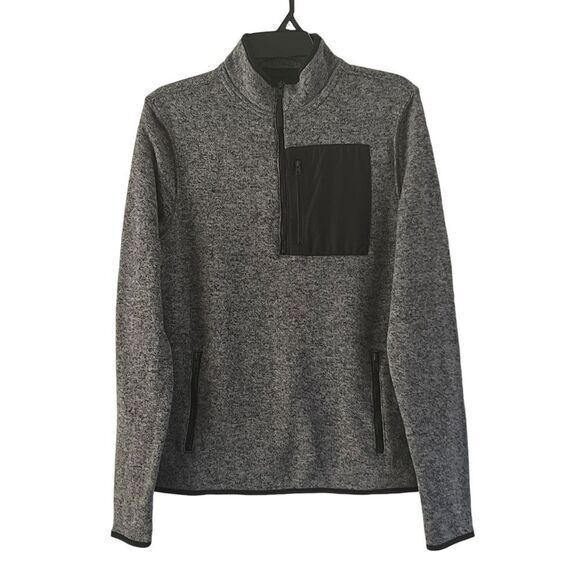 Aeropostale Men's Gray Heather Quarter-Zip Fleece Pullover Sweater S/P - Picture 6 of 7